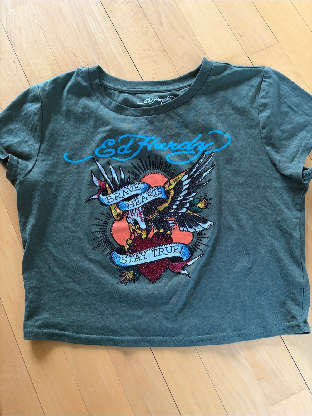 Ed Hardy Girls' Green Graphic Tee - Brave Heart Design
